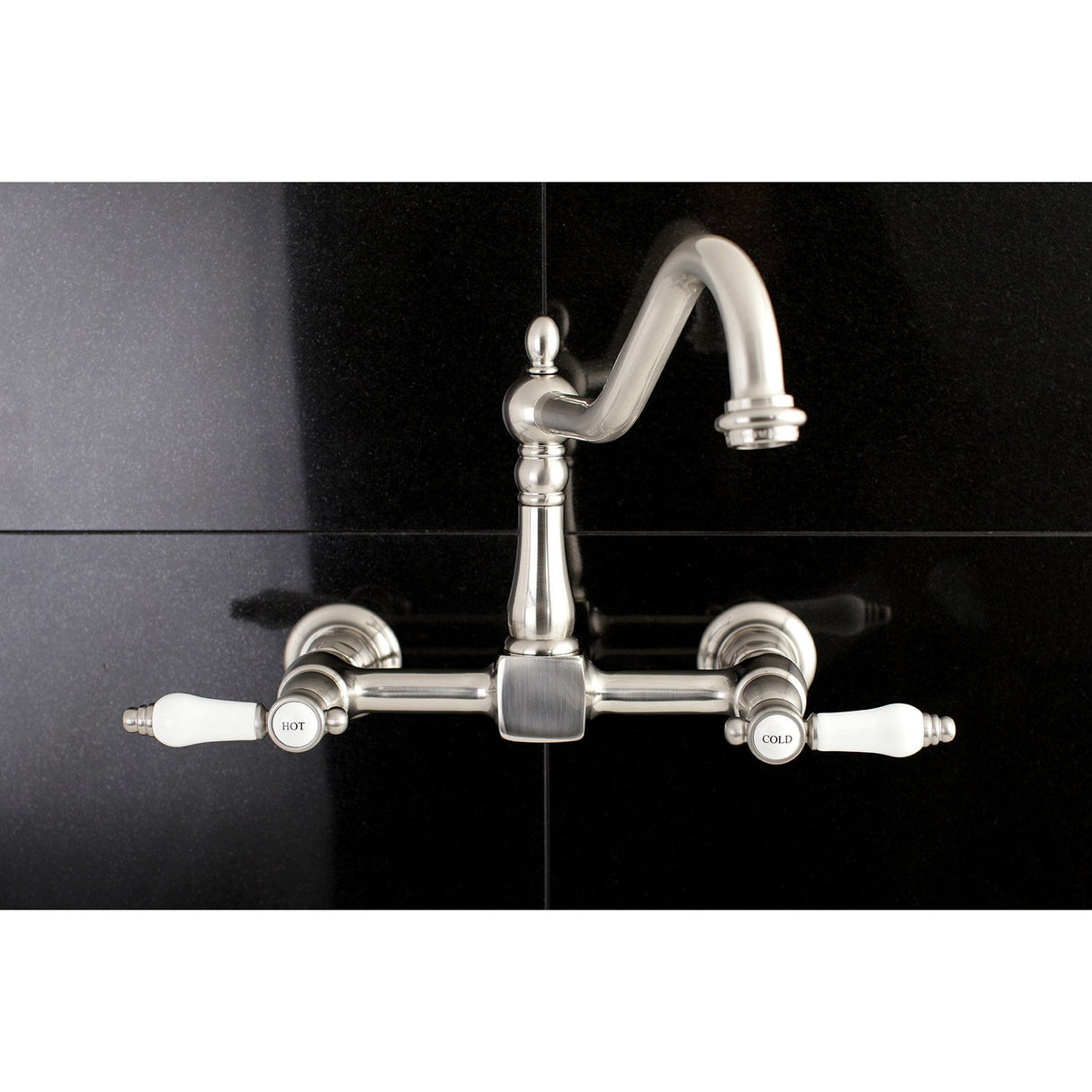 Bel-Air KS1248BPL Two-Handle 2-Hole Wall Mount Bridge Kitchen Faucet, Brushed Nickel