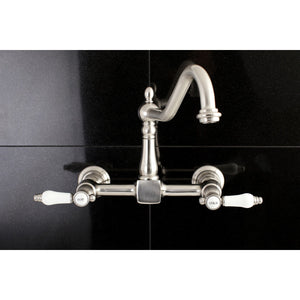 Bel-Air KS1248BPL Two-Handle 2-Hole Wall Mount Bridge Kitchen Faucet, Brushed Nickel