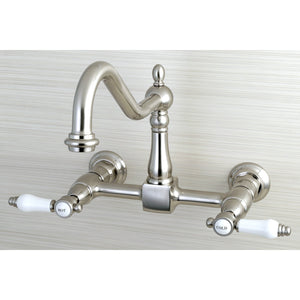 Bel-Air KS1248BPL Two-Handle 2-Hole Wall Mount Bridge Kitchen Faucet, Brushed Nickel
