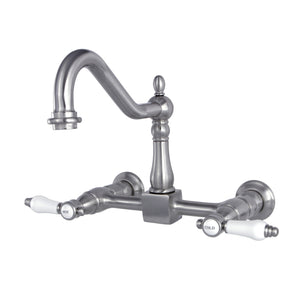 Bel-Air KS1248BPL Two-Handle 2-Hole Wall Mount Bridge Kitchen Faucet, Brushed Nickel