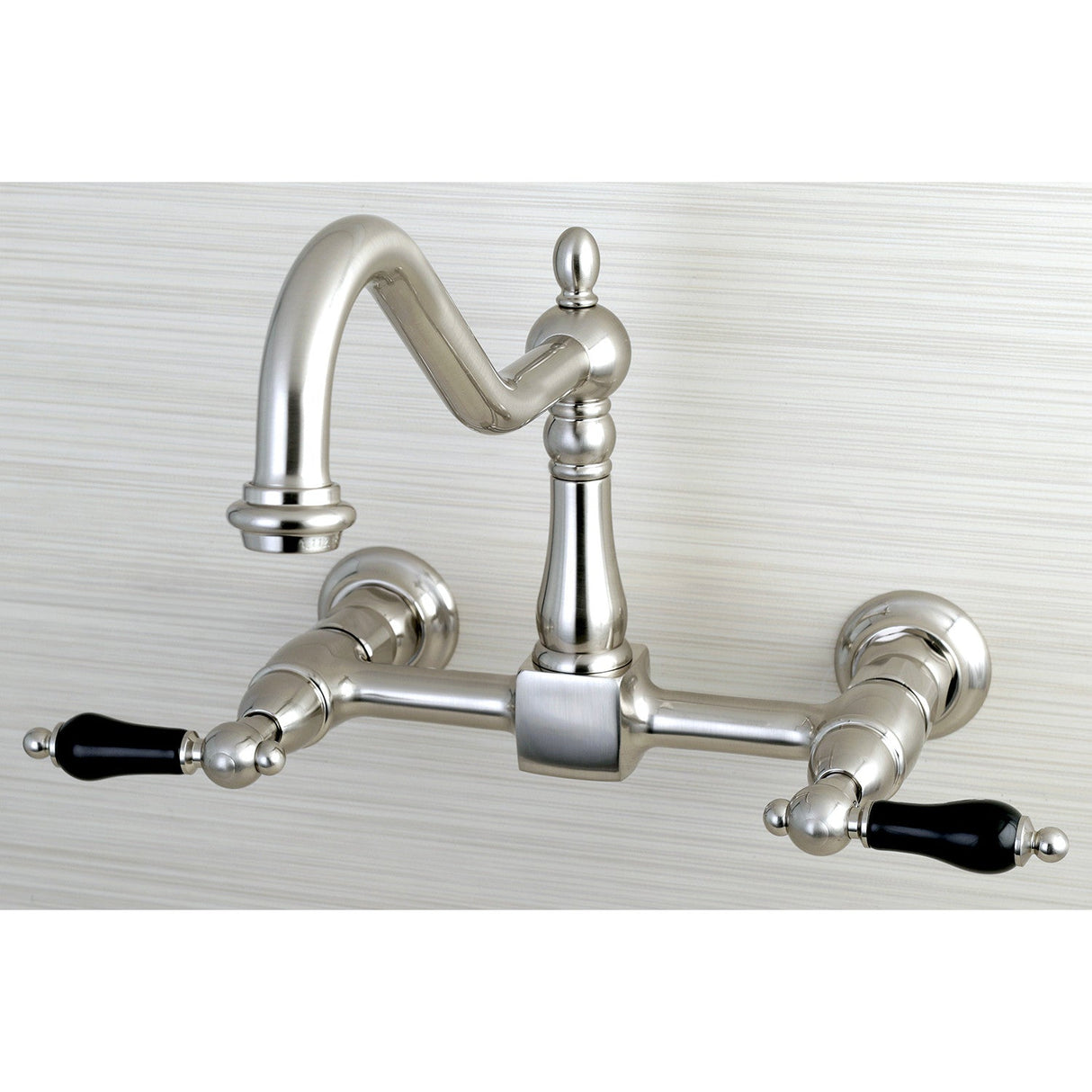 Duchess KS1248PKL Two-Handle 2-Hole Wall Mount Bridge Kitchen Faucet, Brushed Nickel