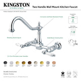 Heritage KS1248PL Two-Handle 2-Hole Wall Mount Bridge Kitchen Faucet, Brushed Nickel