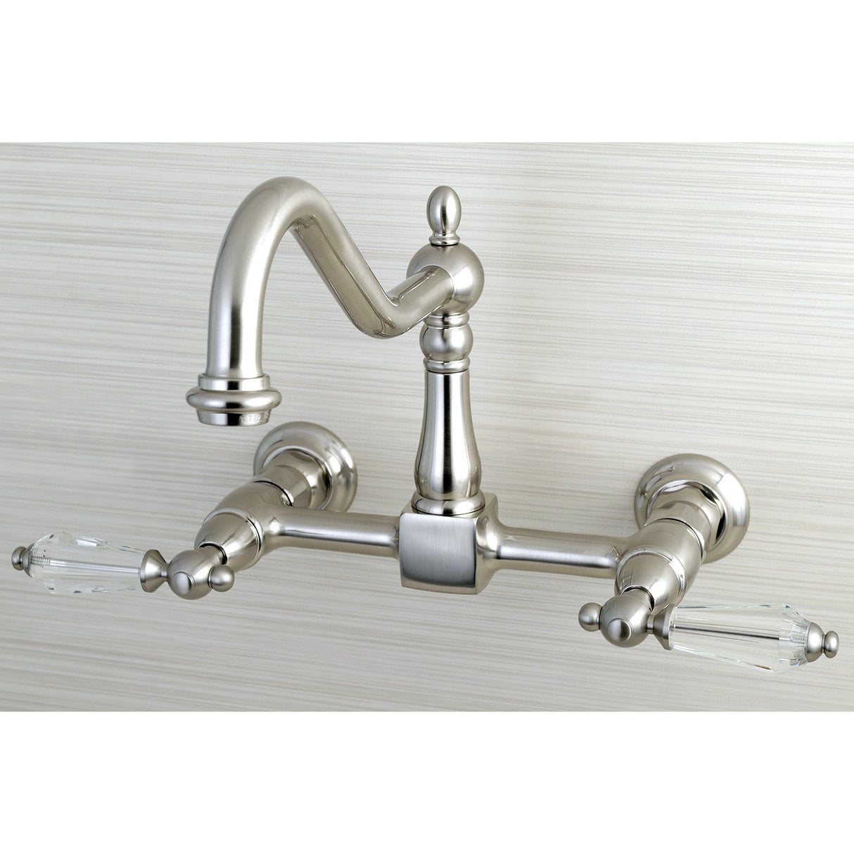 Wilshire KS1248WLL Two-Handle 2-Hole Wall Mount Bridge Kitchen Faucet, Brushed Nickel