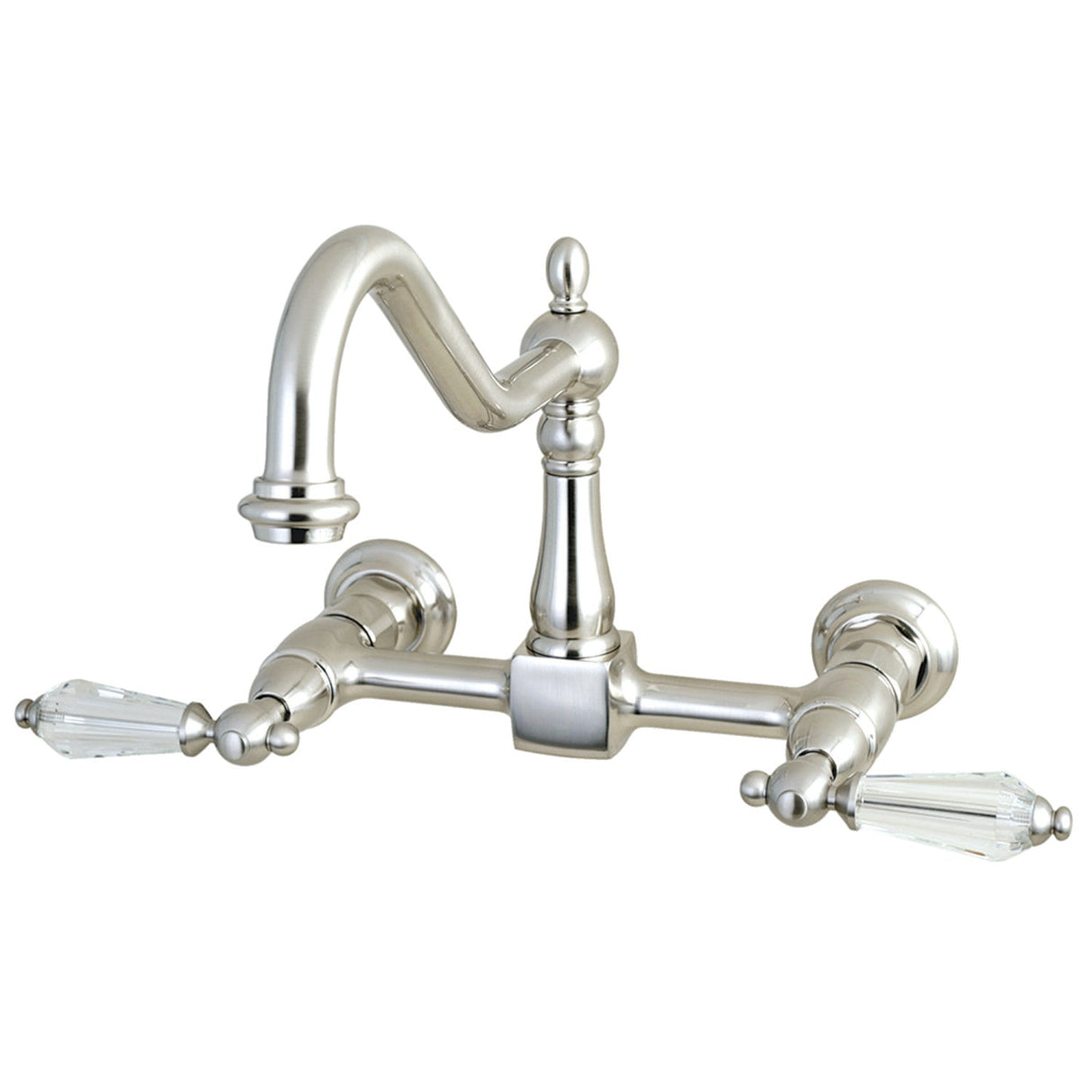 Wilshire KS1248WLL Two-Handle 2-Hole Wall Mount Bridge Kitchen Faucet, Brushed Nickel