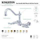 Heritage KS124ALAC Two-Handle 2-Hole Wall Mount Bridge Kitchen Faucet, Antique Copper