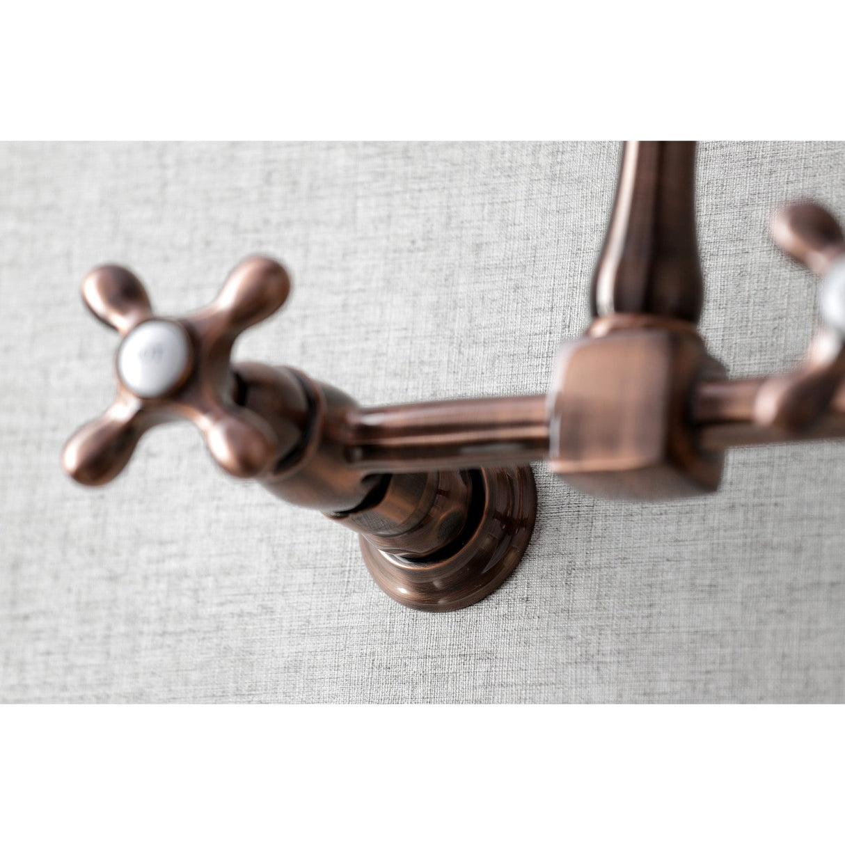 Heritage KS124AXAC Two-Handle 2-Hole Wall Mount Bridge Kitchen Faucet, Antique Copper