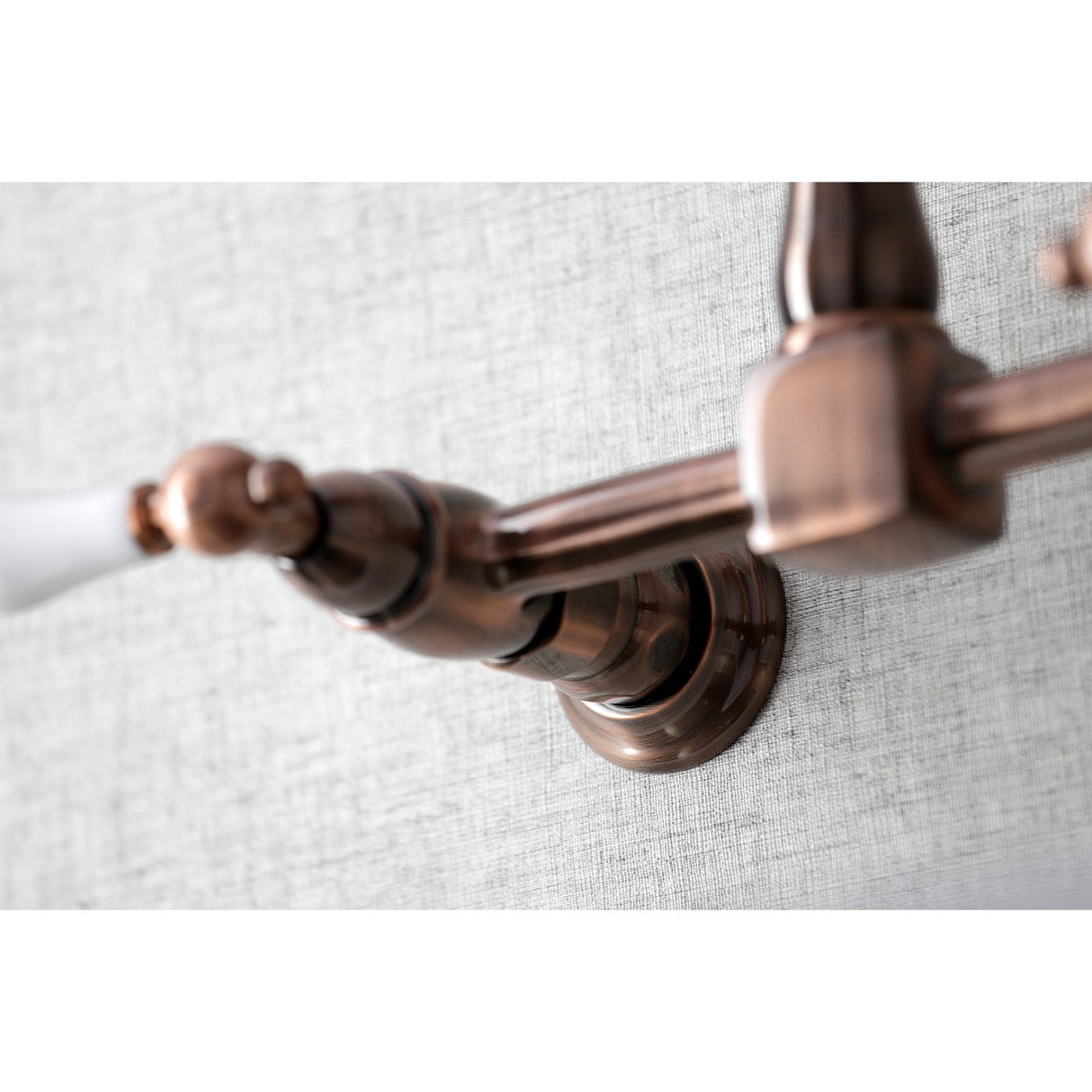 Heritage KS124PLAC Two-Handle 2-Hole Wall Mount Bridge Kitchen Faucet, Antique Copper