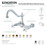 Heritage KS124PXAC Two-Handle 2-Hole Wall Mount Bridge Kitchen Faucet, Antique Copper