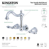 Heritage KS1250AL Two-Handle 3-Hole Wall Mount Bathroom Faucet, Matte Black