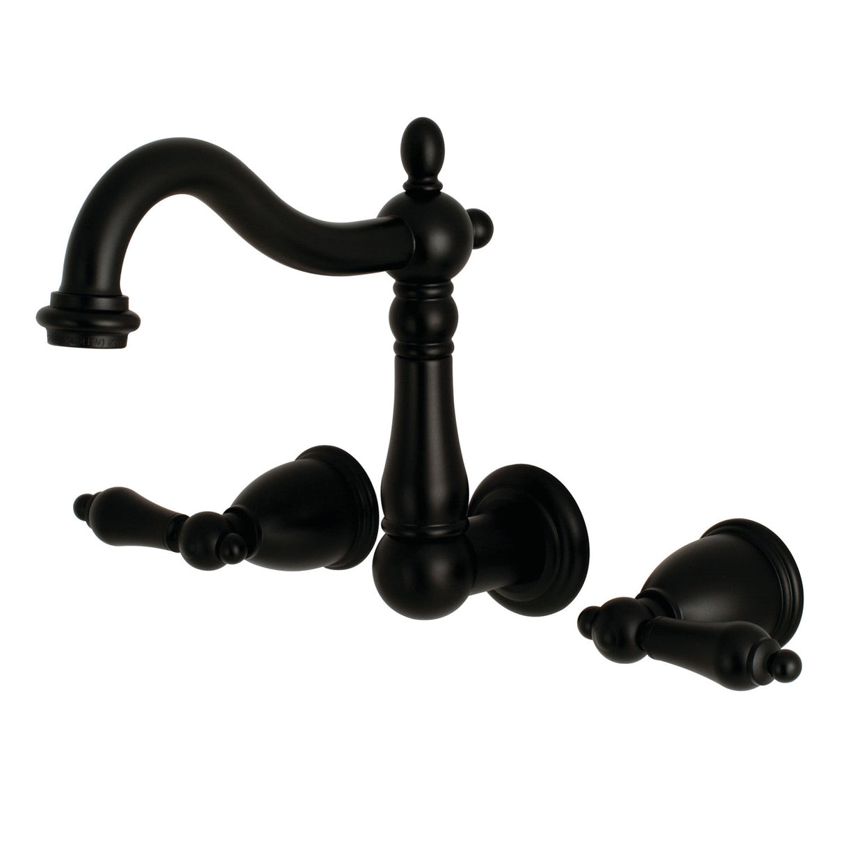 Heritage KS1250AL Two-Handle 3-Hole Wall Mount Bathroom Faucet, Matte Black