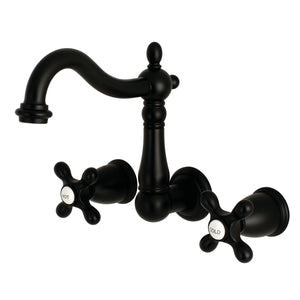 Heritage KS1250AX Two-Handle 3-Hole Wall Mount Bathroom Faucet, Matte Black