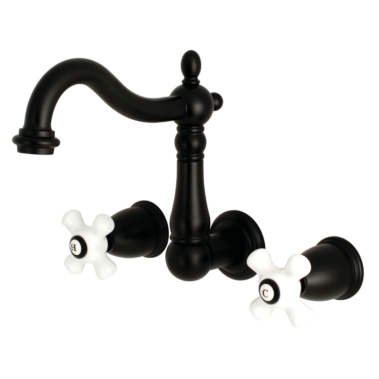 Heritage KS1250PX Two-Handle 3-Hole Wall Mount Bathroom Faucet, Matte Black