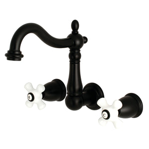 Heritage KS1250PX Two-Handle 3-Hole Wall Mount Bathroom Faucet, Matte Black