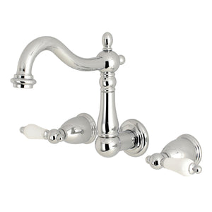 Heritage KS1251PL Two-Handle 3-Hole Wall Mount Bathroom Faucet, Polished Chrome