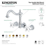 Heritage KS1251PX Two-Handle 3-Hole Wall Mount Bathroom Faucet, Polished Chrome