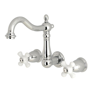 Heritage KS1251PX Two-Handle 3-Hole Wall Mount Bathroom Faucet, Polished Chrome