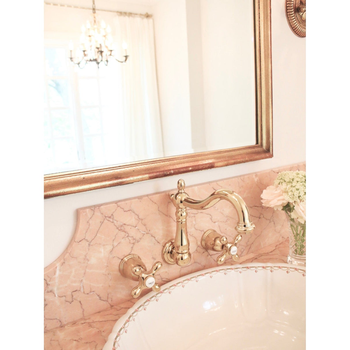 Heritage KS1252AX Two-Handle 3-Hole Wall Mount Bathroom Faucet, Polished Brass