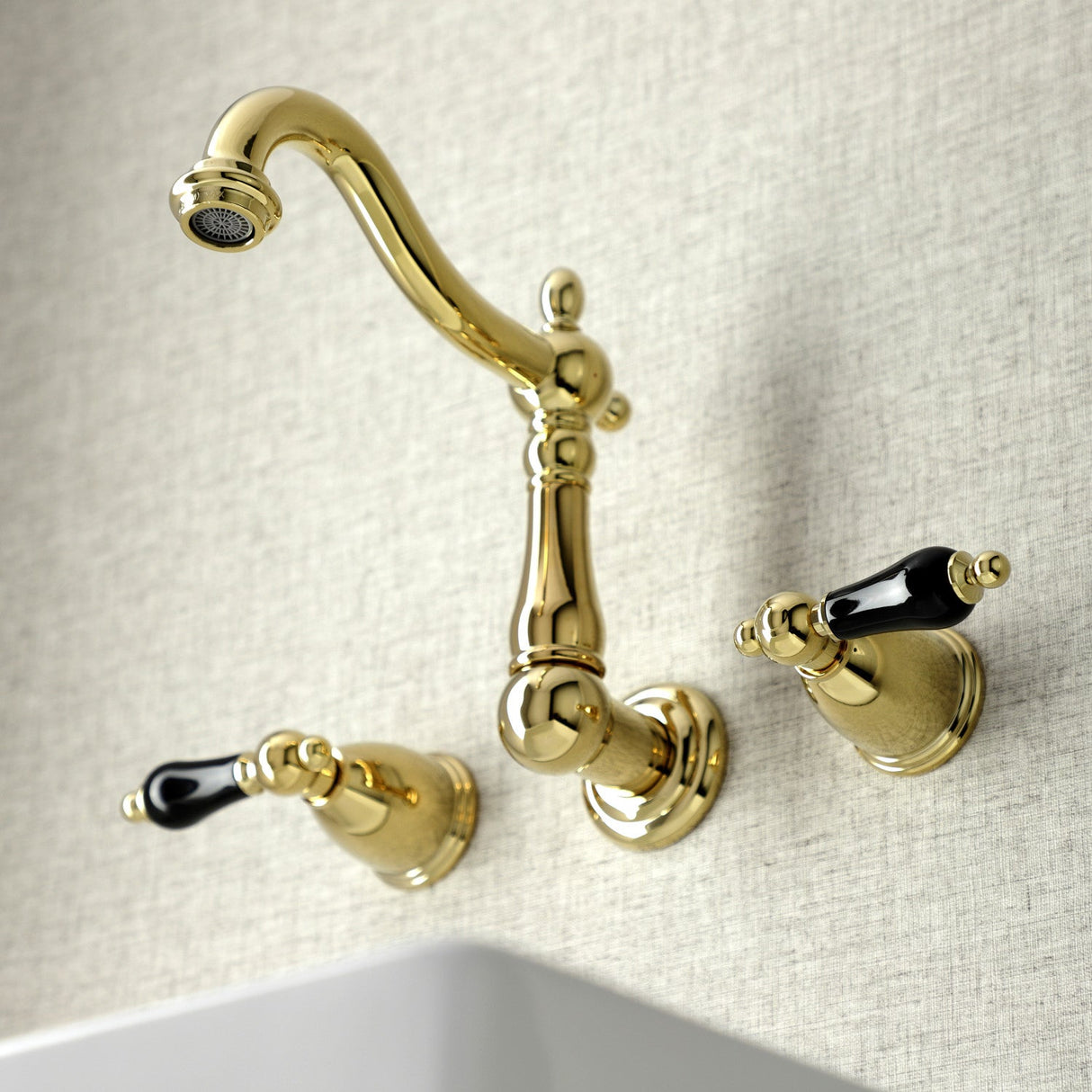 Duchess KS1252PKL Two-Handle Wall Mount Bathroom Faucet, Polished Brass