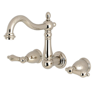 Heritage KS1256AL Two-Handle 3-Hole Wall Mount Bathroom Faucet, Polished Nickel