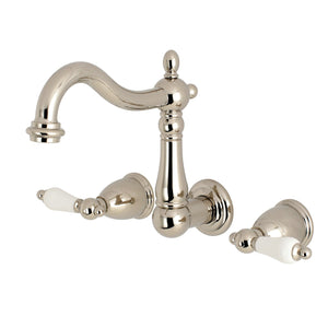 Heritage KS1256PL Two-Handle 3-Hole Wall Mount Bathroom Faucet, Polished Nickel