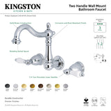 Heritage KS1257PL Two-Handle 3-Hole Wall Mount Bathroom Faucet, Brushed Brass