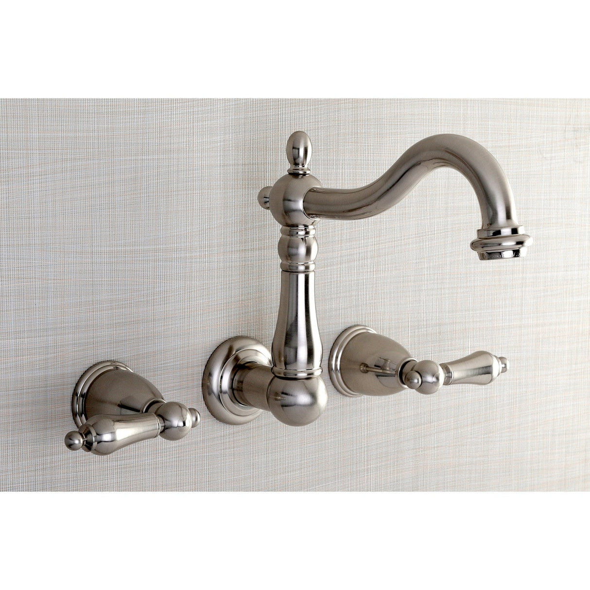 Heritage KS1258AL Two-Handle 3-Hole Wall Mount Bathroom Faucet, Brushed Nickel