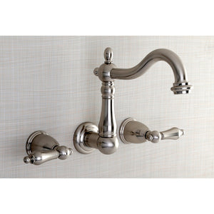 Heritage KS1258AL Two-Handle 3-Hole Wall Mount Bathroom Faucet, Brushed Nickel