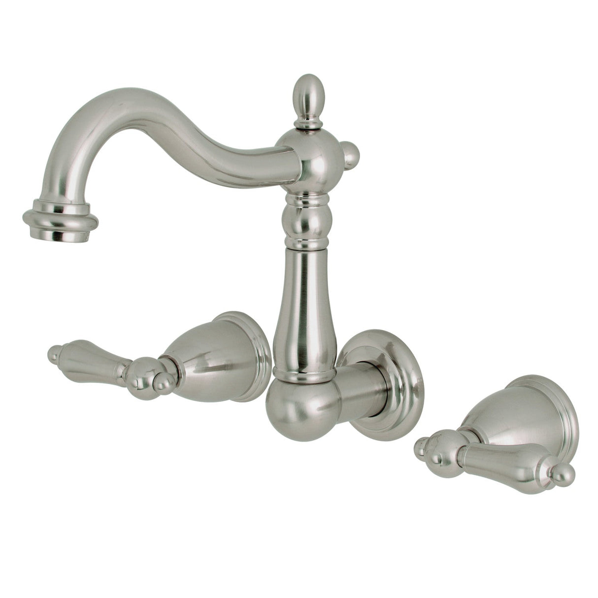 Heritage KS1258AL Two-Handle 3-Hole Wall Mount Bathroom Faucet, Brushed Nickel