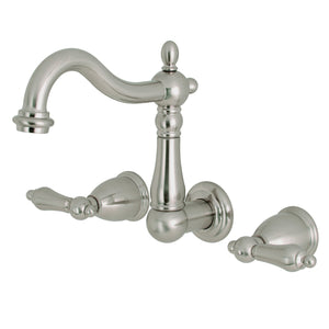 Heritage KS1258AL Two-Handle 3-Hole Wall Mount Bathroom Faucet, Brushed Nickel