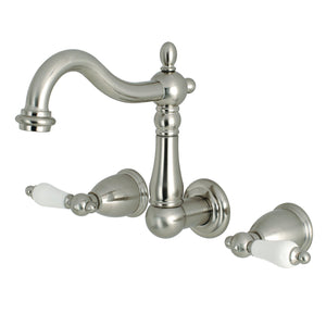 Heritage KS1258PL Two-Handle 3-Hole Wall Mount Bathroom Faucet, Brushed Nickel