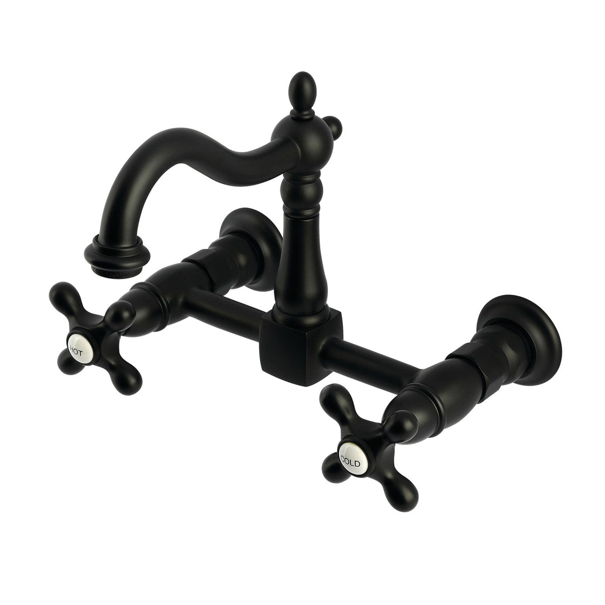 Heritage KS1260AX Two-Handle 2-Hole Wall Mount Kitchen Faucet, Matte Black
