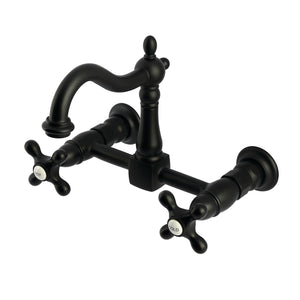Heritage KS1260AX Two-Handle 2-Hole Wall Mount Kitchen Faucet, Matte Black