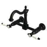 Bel-Air KS1260BPL Two-Handle 2-Hole Wall Mount Kitchen Faucet, Matte Black