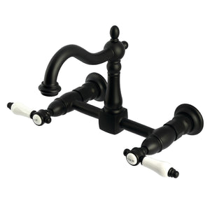 Bel-Air KS1260BPL Two-Handle 2-Hole Wall Mount Kitchen Faucet, Matte Black