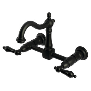 Duchess KS1260PKL Two-Handle 2-Hole Wall Mount Kitchen Faucet, Matte Black