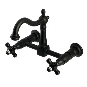 Duchess KS1260PKX Two-Handle 2-Hole Wall Mount Kitchen Faucet, Matte Black