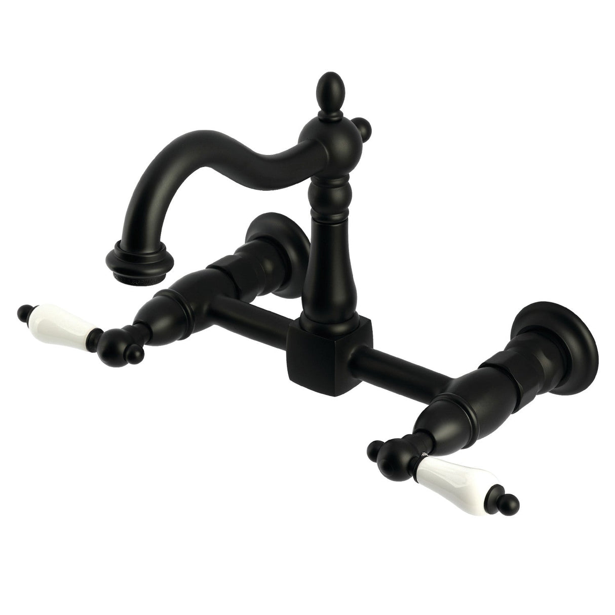 Heritage KS1260PL Two-Handle 2-Hole Wall Mount Kitchen Faucet, Matte Black