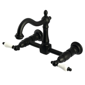 Heritage KS1260PL Two-Handle 2-Hole Wall Mount Kitchen Faucet, Matte Black