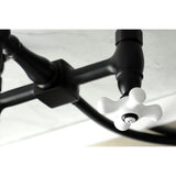 Heritage KS1260PXBS Two-Handle 2-Hole Wall Mount Bridge Kitchen Faucet with Brass Sprayer, Matte Black