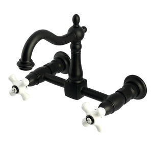 Heritage KS1260PX Two-Handle 2-Hole Wall Mount Kitchen Faucet, Matte Black