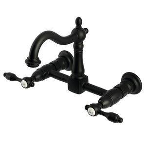 Tudor KS1260TAL Two-Handle 2-Hole Wall Mount Kitchen Faucet, Matte Black
