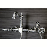 Heritage KS1261ALBS Two-Handle 2-Hole Wall Mount Bridge Kitchen Faucet with Brass Sprayer, Polished Chrome