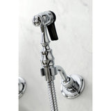 Heritage KS1261ALBS Two-Handle 2-Hole Wall Mount Bridge Kitchen Faucet with Brass Sprayer, Polished Chrome