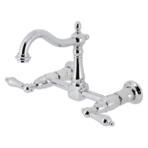 Heritage KS1261AL Two-Handle 2-Hole Wall Mount Kitchen Faucet, Polished Chrome