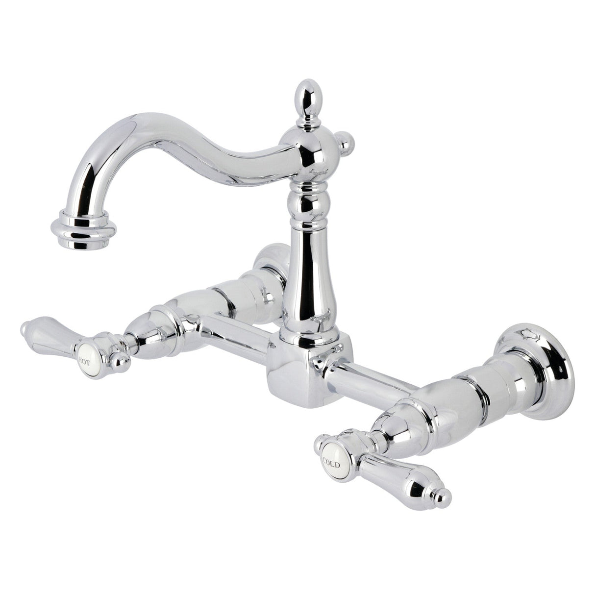 Heirloom KS1261BAL Two-Handle 2-Hole Wall Mount Kitchen Faucet, Polished Chrome