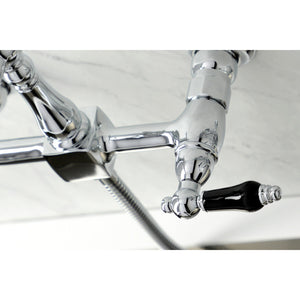 Duchess KS1261PKLBS Two-Handle 2-Hole Wall Mount Bridge Kitchen Faucet with Brass Sprayer, Polished Chrome
