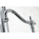 Heritage KS1261PLBS Two-Handle 2-Hole Wall Mount Bridge Kitchen Faucet with Brass Sprayer, Polished Chrome