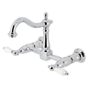 Heritage KS1261PL Two-Handle 2-Hole Wall Mount Kitchen Faucet, Polished Chrome