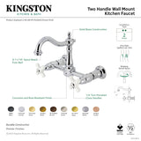 Heritage KS1261PX Two-Handle 2-Hole Wall Mount Kitchen Faucet, Polished Chrome