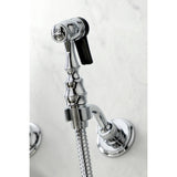 Heritage KS1261PXBS Two-Handle 2-Hole Wall Mount Bridge Kitchen Faucet with Brass Sprayer, Polished Chrome